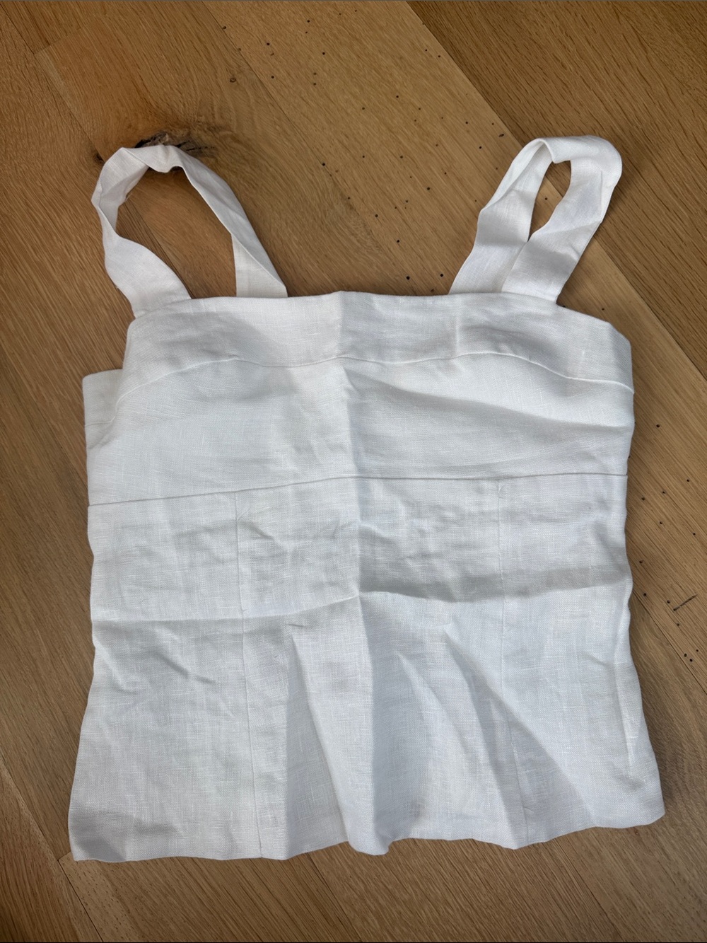 Reformation White Linen Square-Neck Tank